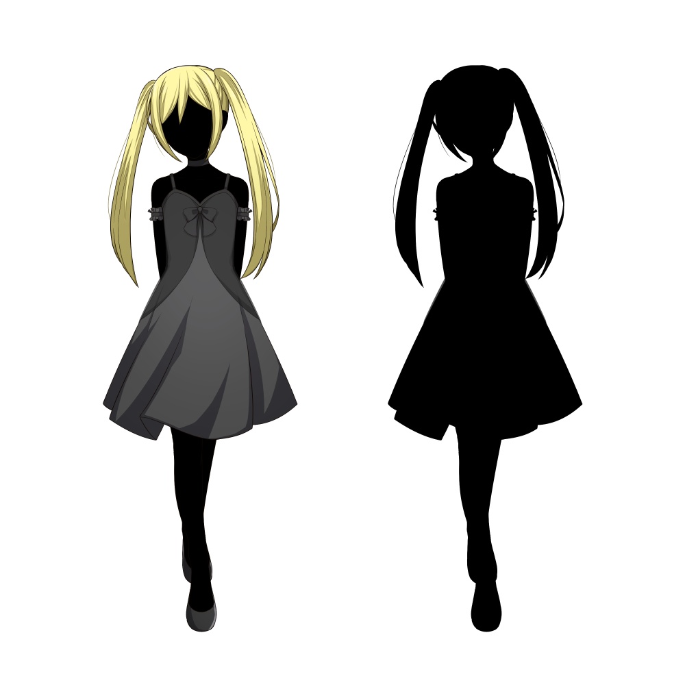 金髪ツインテールの少女【表情差分10種】【※シルエット2種追加】