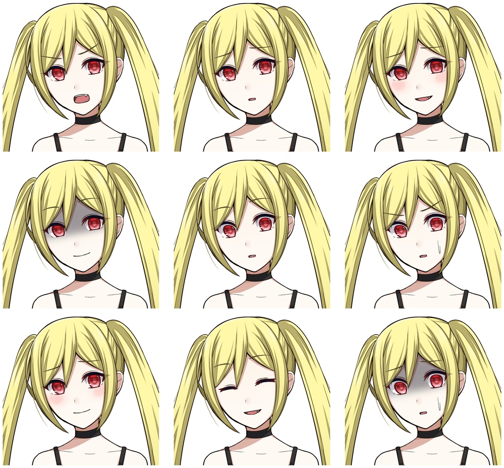 金髪ツインテールの少女【表情差分10種】【※シルエット2種追加】