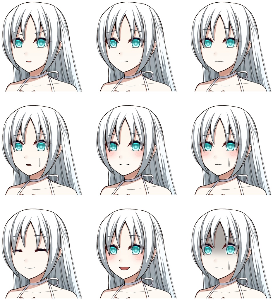 白い髪の少女【表情差分10種】【※シルエット2種追加】