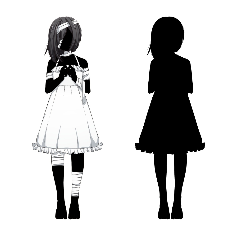 包帯まみれの少女【表情差分10種】【※シルエット2種追加】