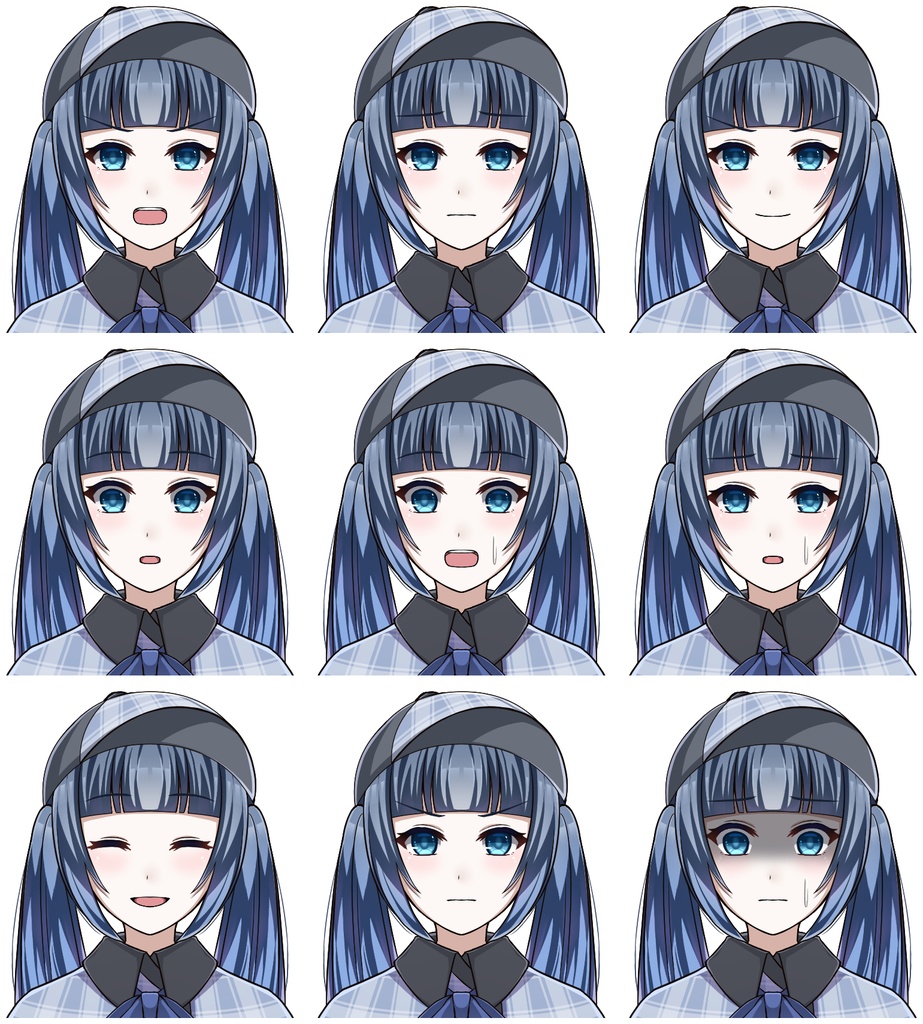 探偵風の女の子【表情差分10種】【※シルエット2種追加】