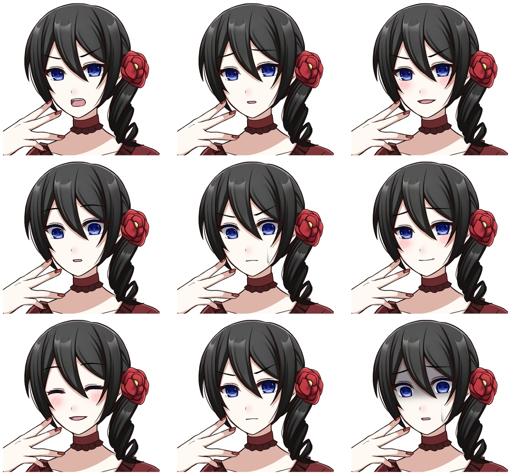 赤いドレスを着た女の子【表情差分10種】【※シルエット2種追加】