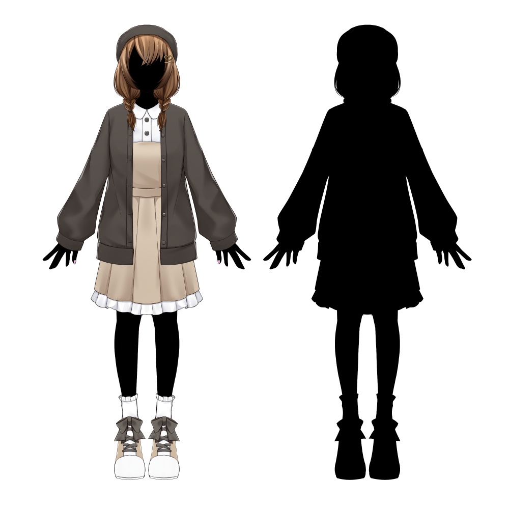 三つ編みヘアの女の子【表情差分10種】【※シルエット2種追加】