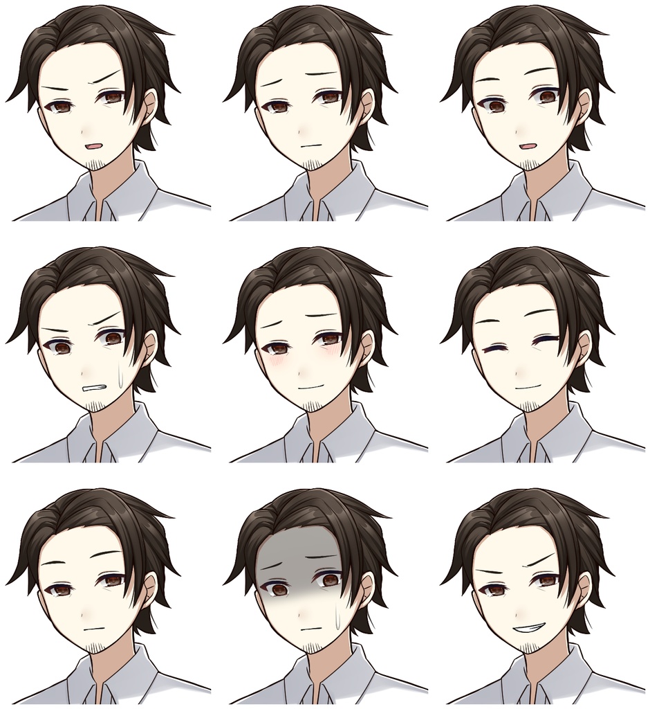 シャツを着た男性【表情差分10種】【※シルエット2種追加】