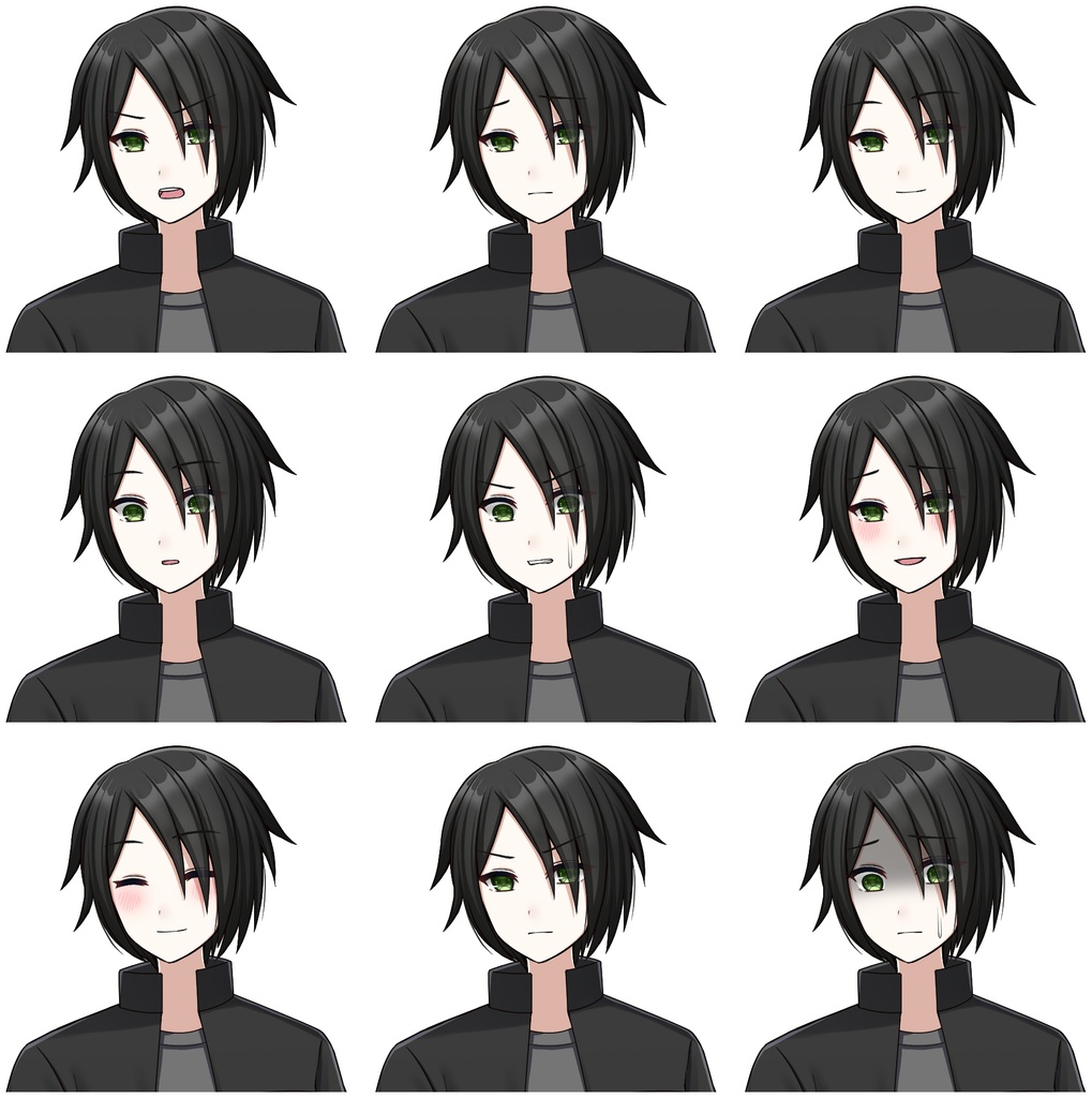 黒い服を着た青年【表情差分10種】【※シルエット2種追加】