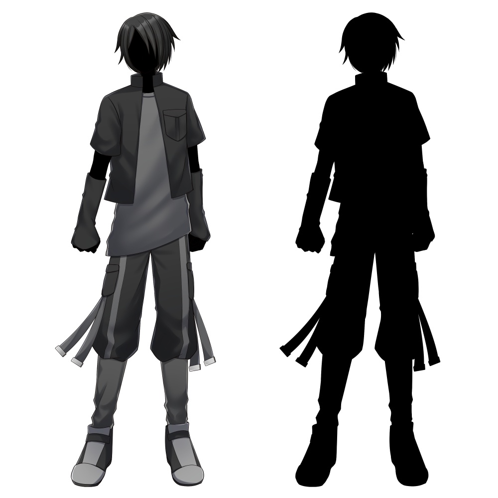 黒い服を着た青年【表情差分10種】【※シルエット2種追加】