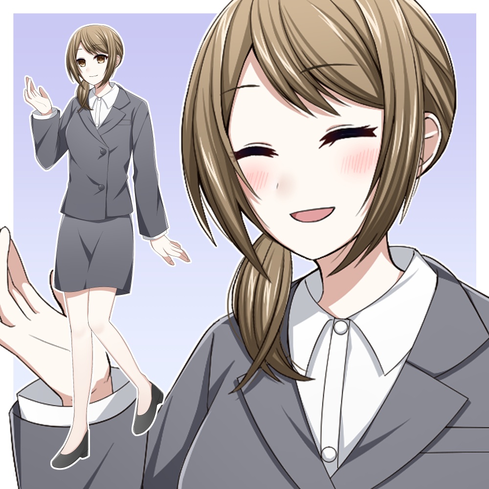教師風の女性【表情差分10種＋シルエット2種】