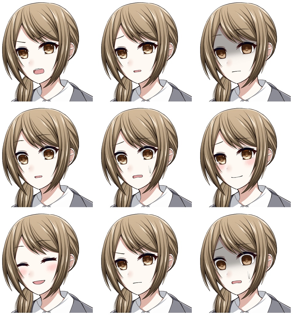 教師風の女性【表情差分10種+シルエット2種】