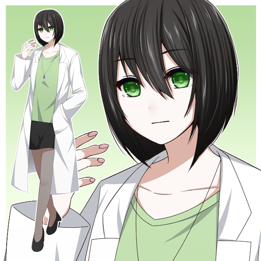 白衣を着た女性【表情差分10種+シルエット2種】