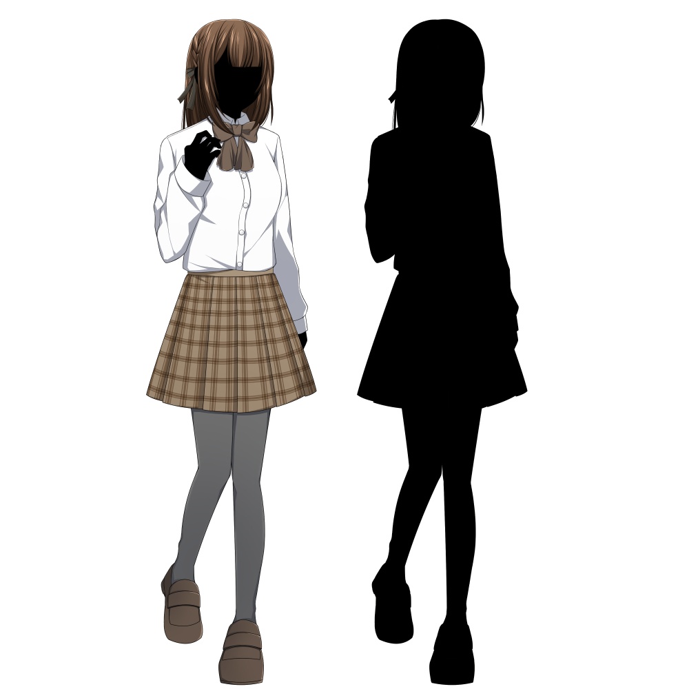 編み込みヘアの女の子【表情差分10種+シルエット2種】