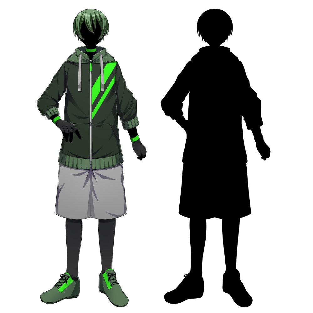 パーカーを着た青年【表情差分10種+シルエット2種】