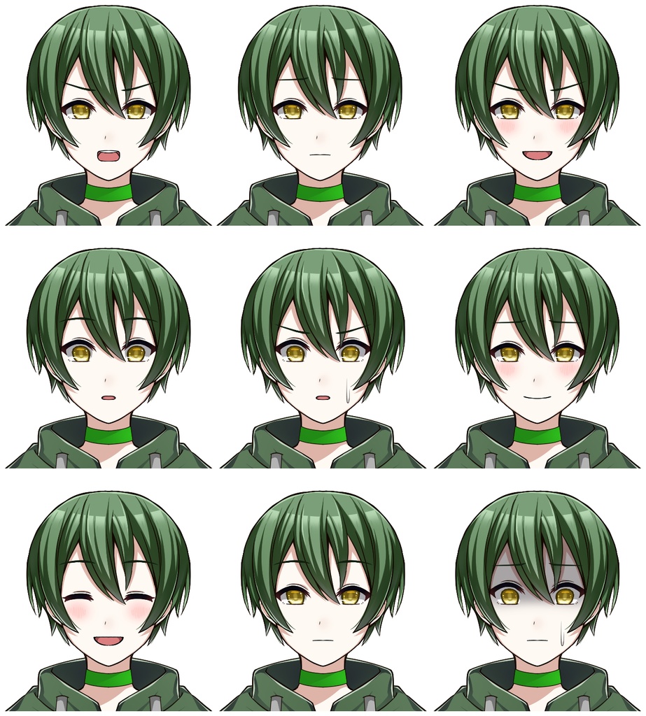 パーカーを着た青年【表情差分10種+シルエット2種】