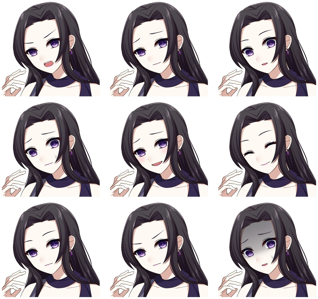 ドレスを着た女性【表情差分10種+シルエット2種】