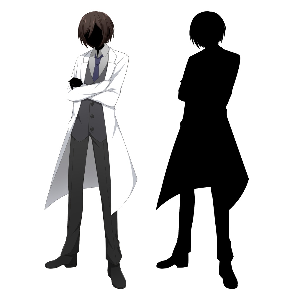 白衣を着た青年【表情差分10種+シルエット2種】