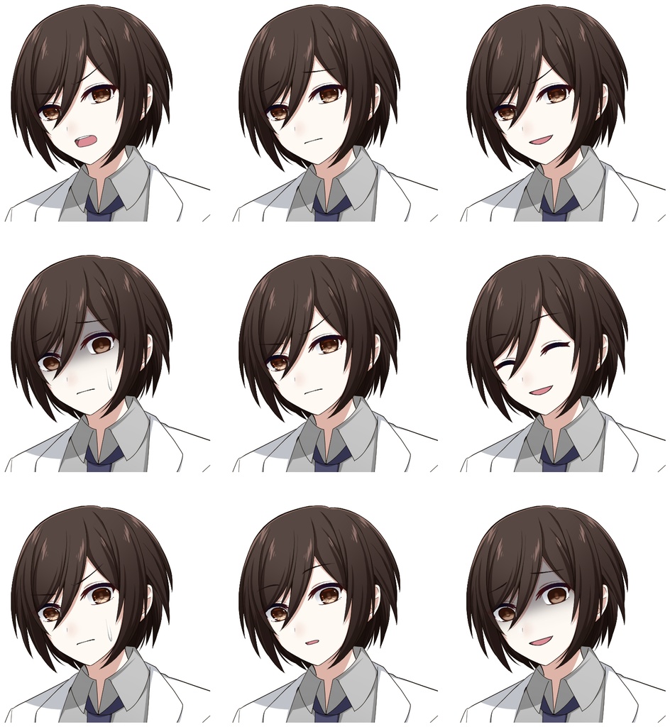 白衣を着た青年【表情差分10種+シルエット2種】