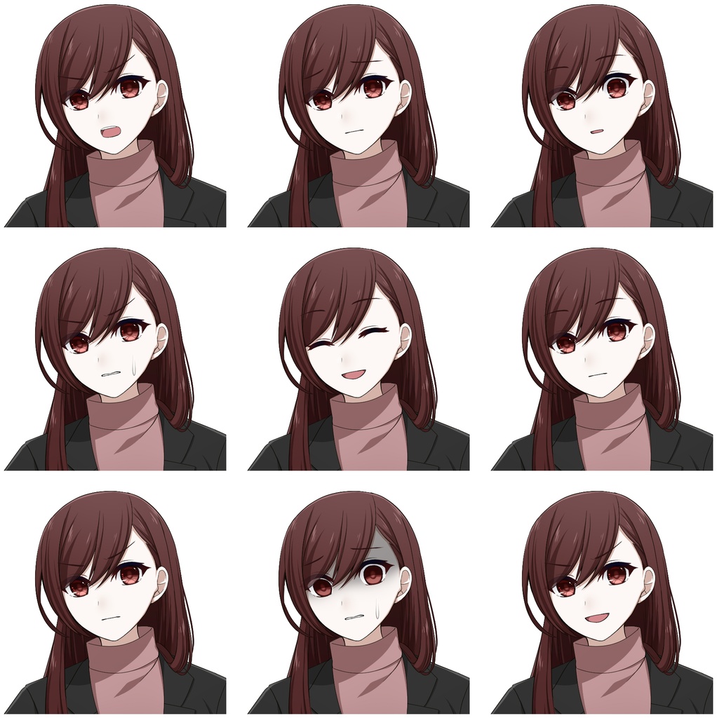 黒いスーツを着た女性【表情差分10種+シルエット2種】