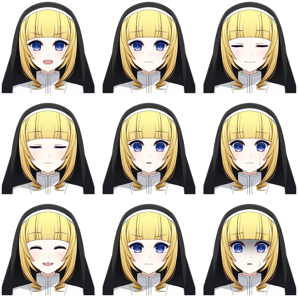 シスター【表情差分10種+シルエット2種】