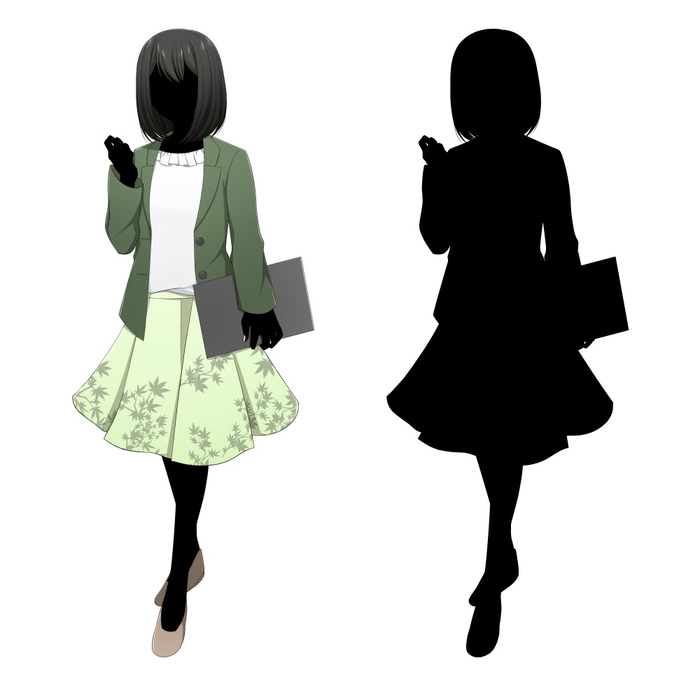 教師風の女性【表情差分10種+シルエット2種】