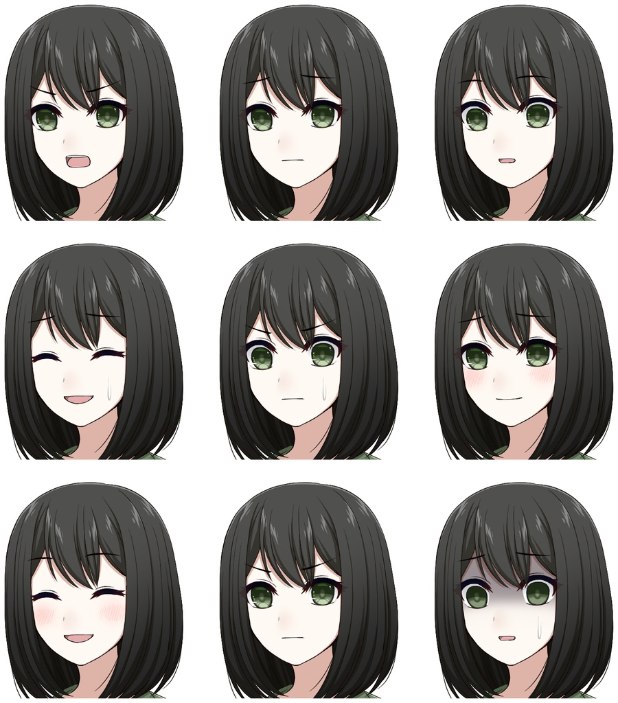 教師風の女性【表情差分10種+シルエット2種】