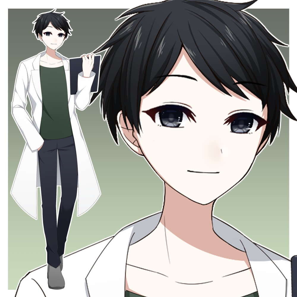 白衣を着た男性【表情差分10種+シルエット2種】