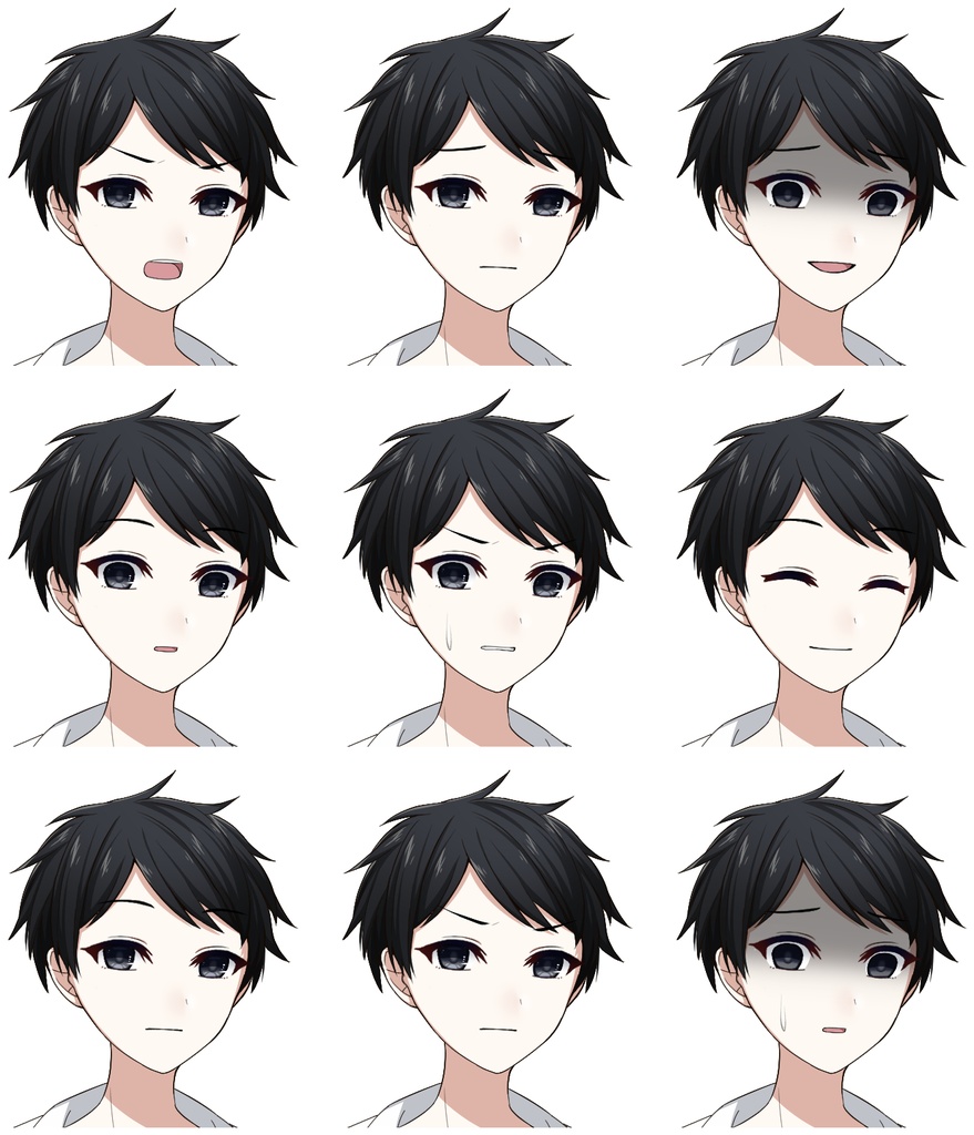 白衣を着た男性【表情差分10種+シルエット2種】