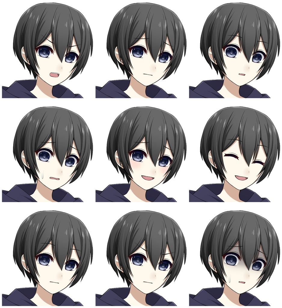 パーカーを着た少年【表情差分10種+シルエット2種】