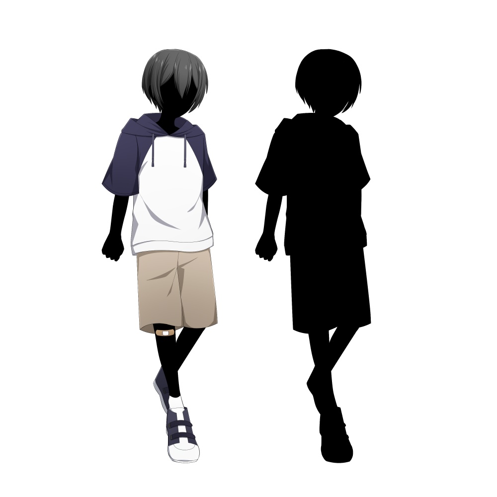 パーカーを着た少年【表情差分10種+シルエット2種】