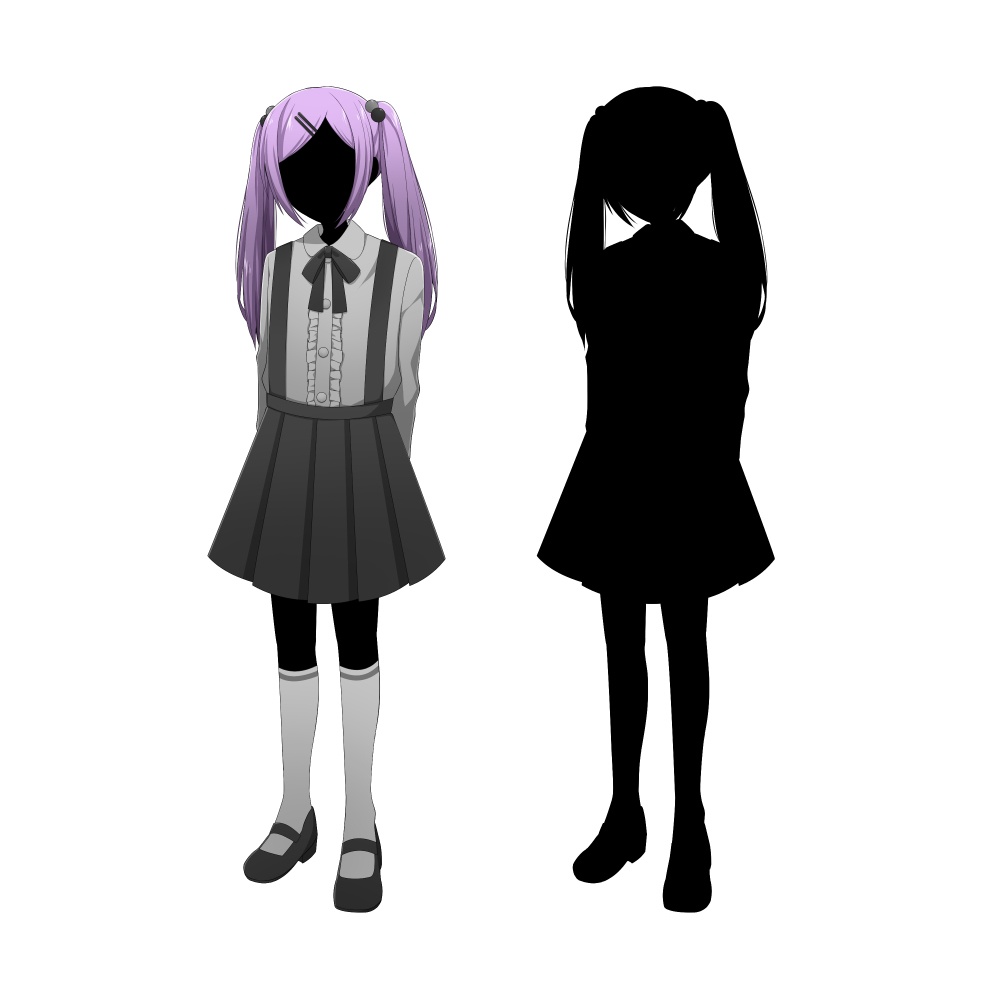 ツインテールの少女【表情差分10種+シルエット2種】