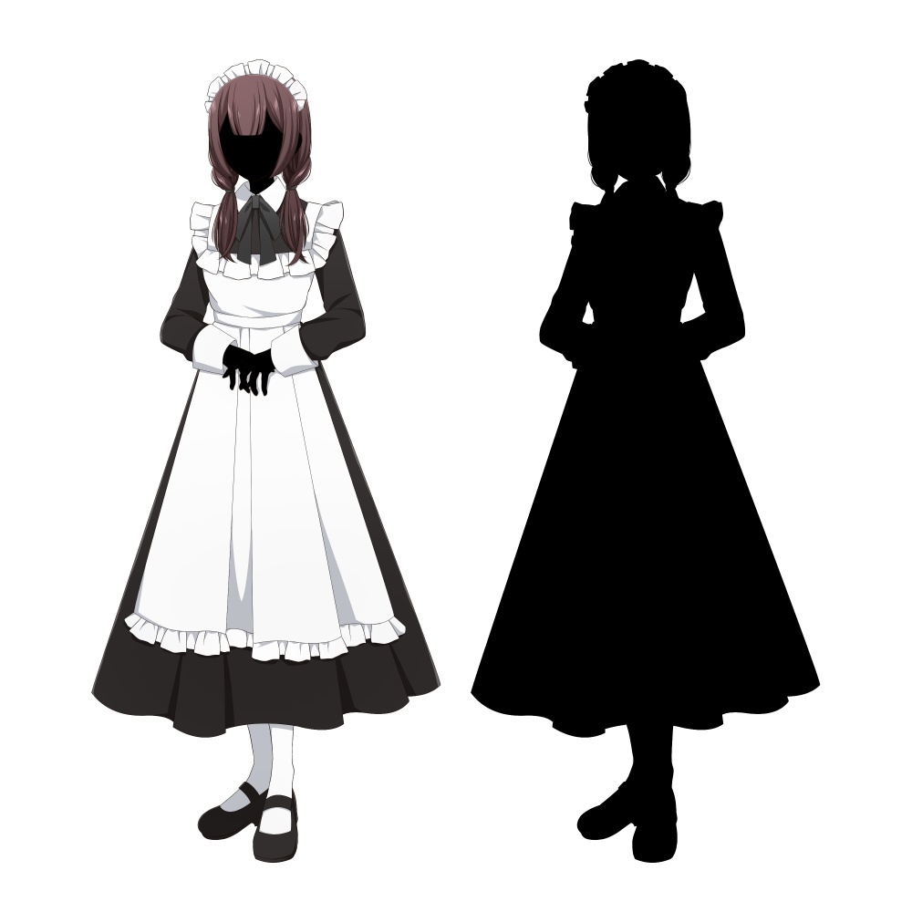 メイドの女の子【表情差分10種+シルエット2種】