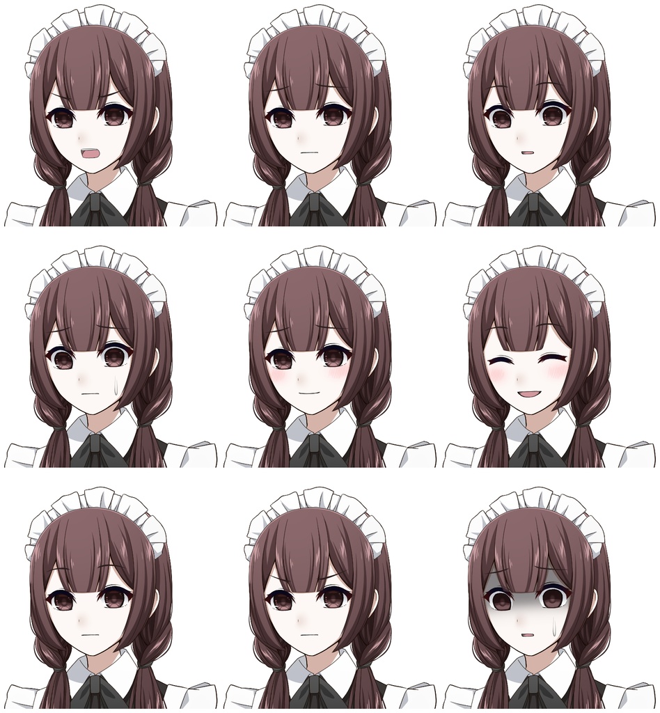 メイドの女の子【表情差分10種+シルエット2種】