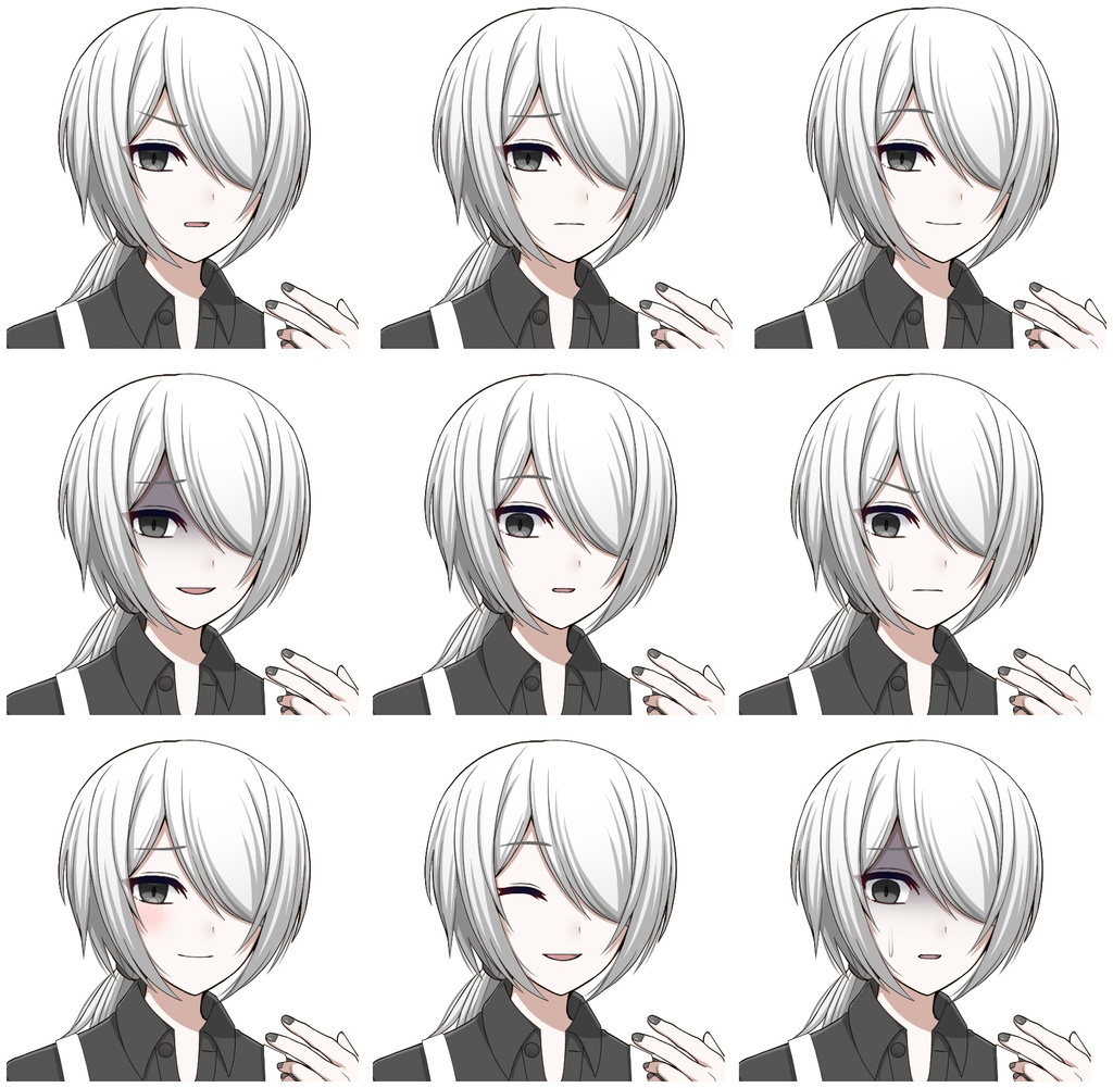 白黒の双子【表情差分10種ずつ+シルエット2種ずつ】