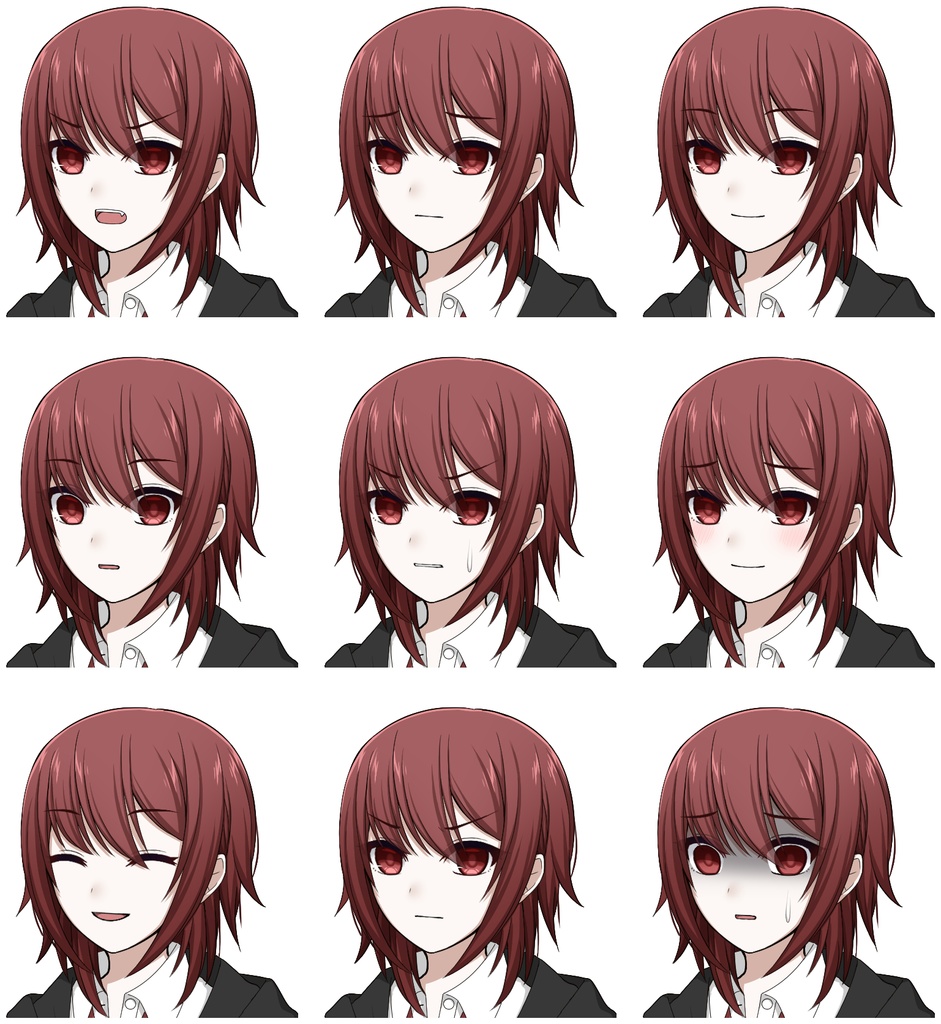 【色差分あり】パーカーを着た女子学生【表情差分10種+シルエット2種】