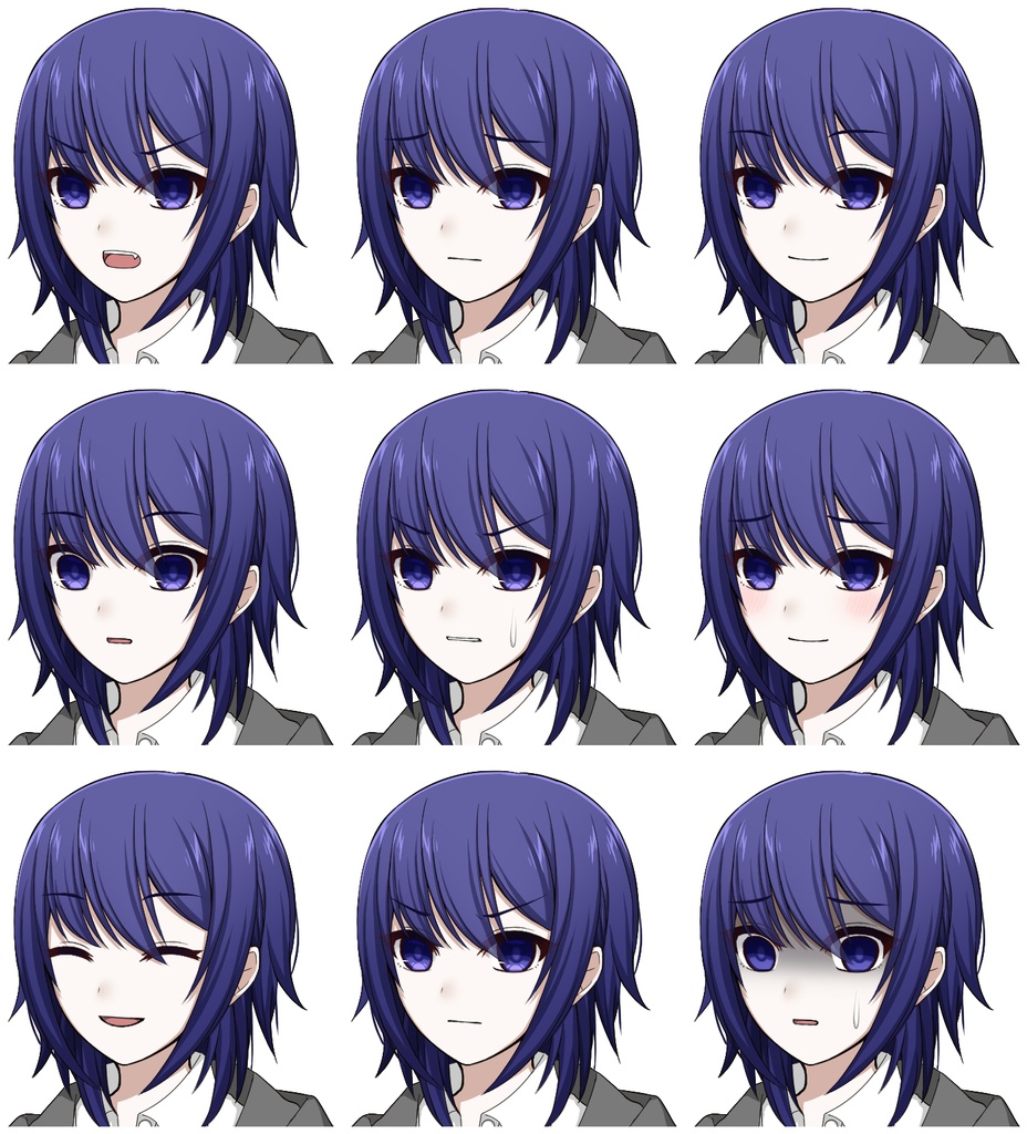 【色差分あり】パーカーを着た女子学生【表情差分10種+シルエット2種】