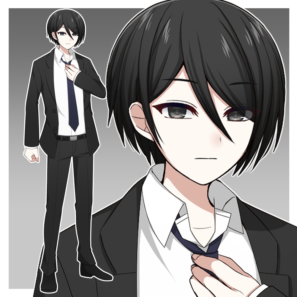 【色差分あり】黒いスーツを着た男性【表情差分10種＋シルエット2種】
