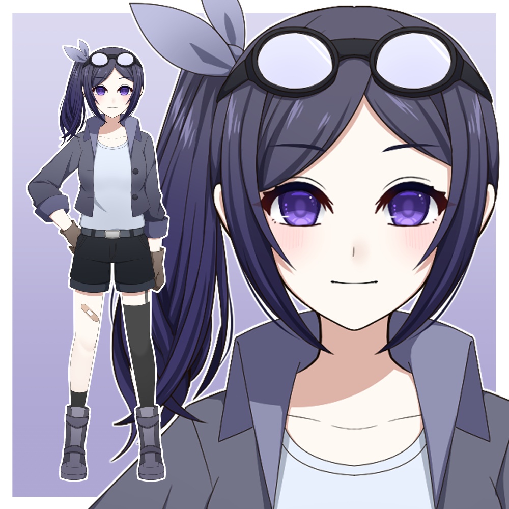 ゴーグルをつけた女の子【表情差分10種＋シルエット2種】
