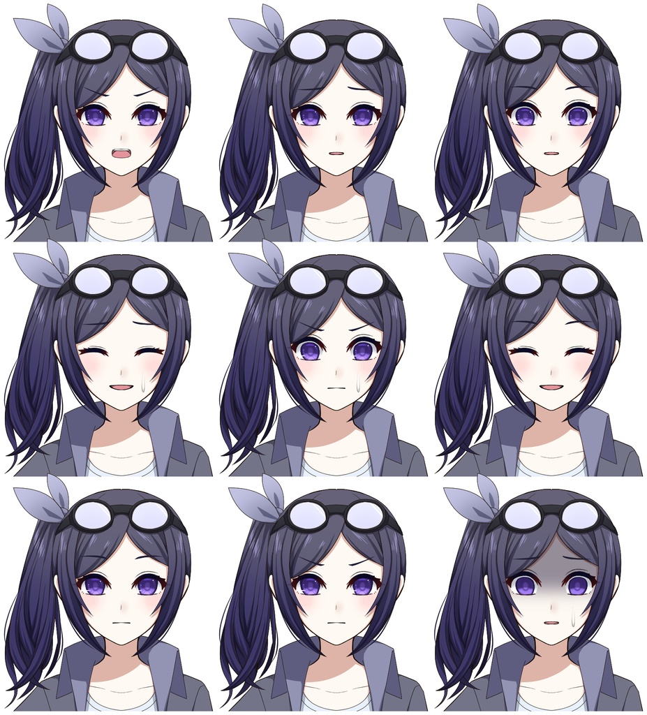 ゴーグルをつけた女の子【表情差分10種+シルエット2種】
