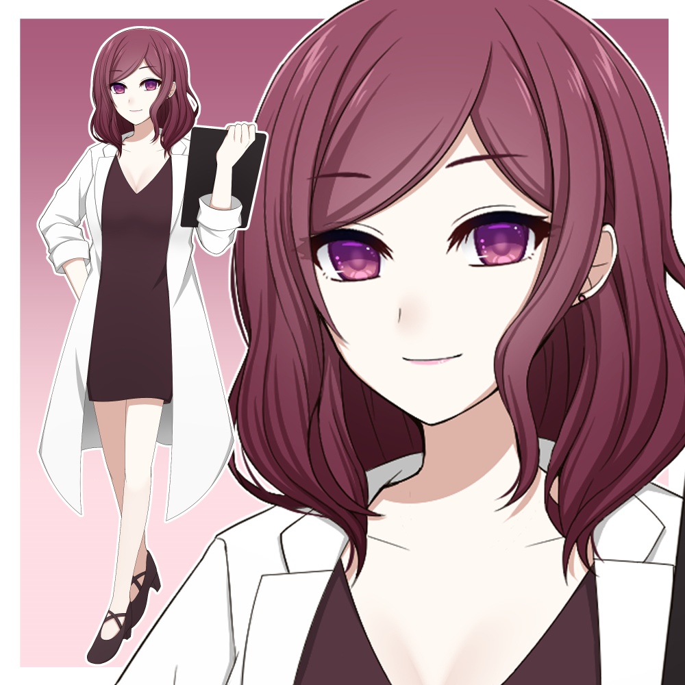 白衣を着た女性【表情差分10種+シルエット2種】