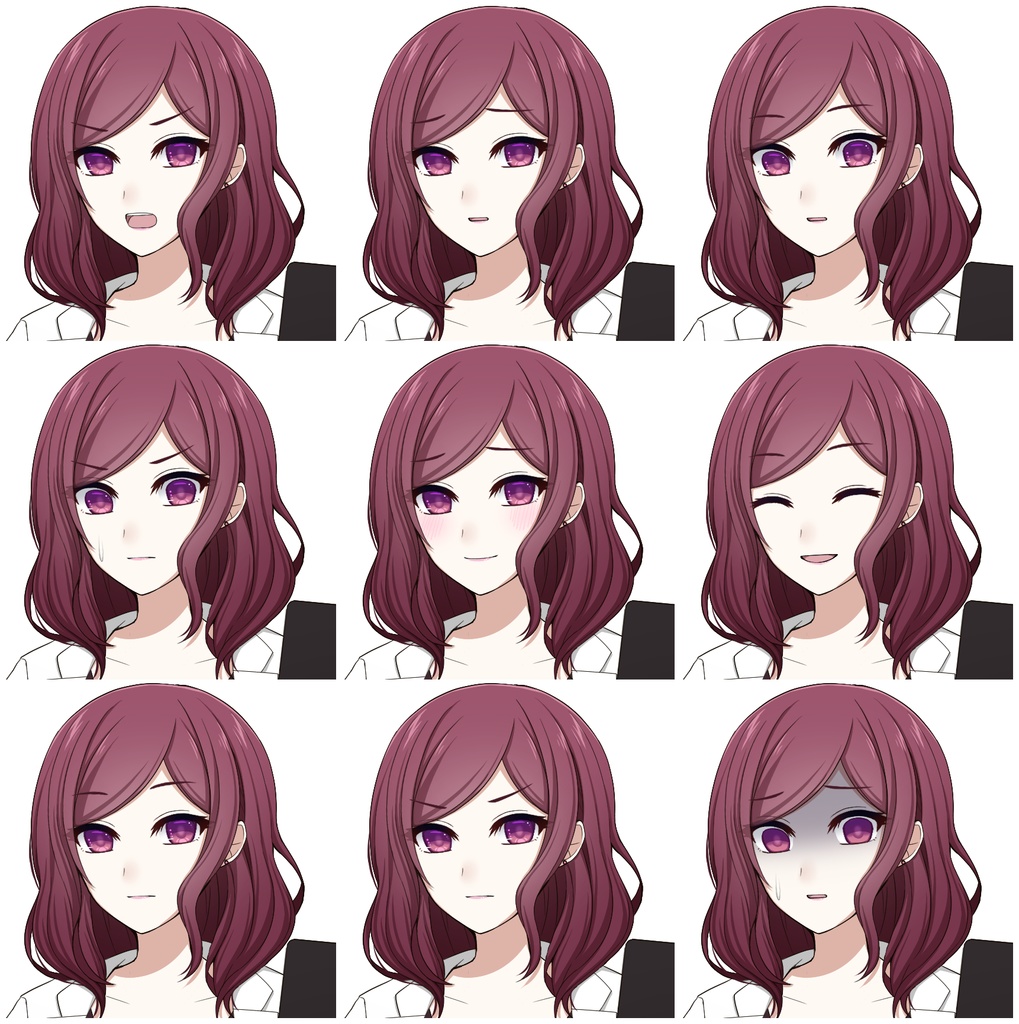 白衣を着た女性【表情差分10種+シルエット2種】