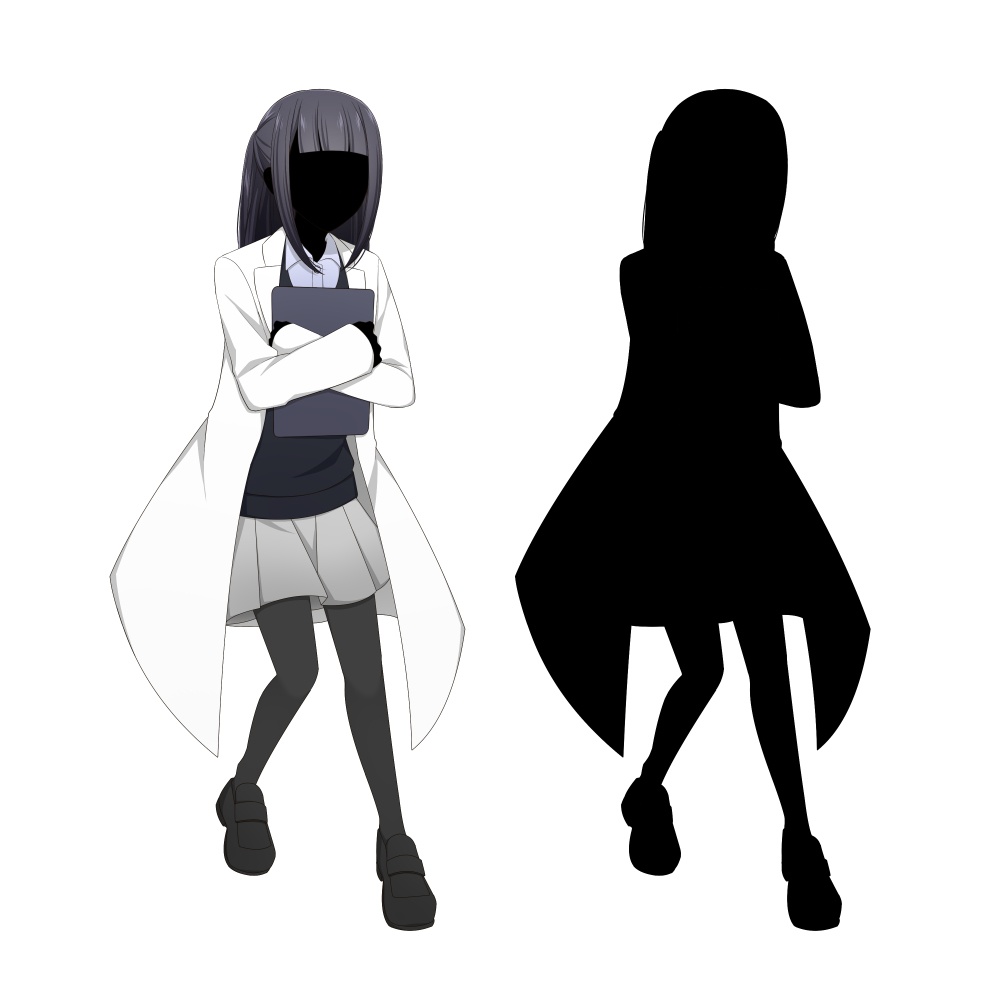 白衣を着た女性【表情差分10種+シルエット2種】