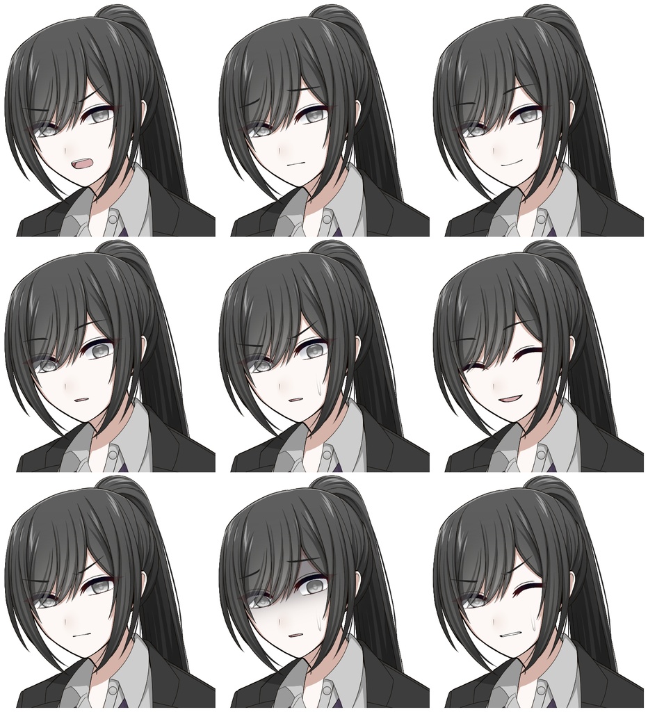 黒いスーツを着た女性【表情差分10種+シルエット2種】