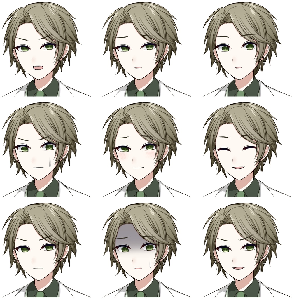 スーツを着た男性【表情差分10種+シルエット2種】