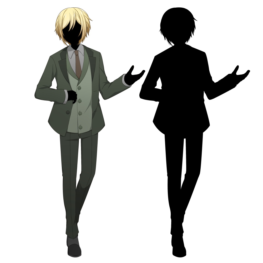 スーツを着た男性【表情差分10種+シルエット2種】