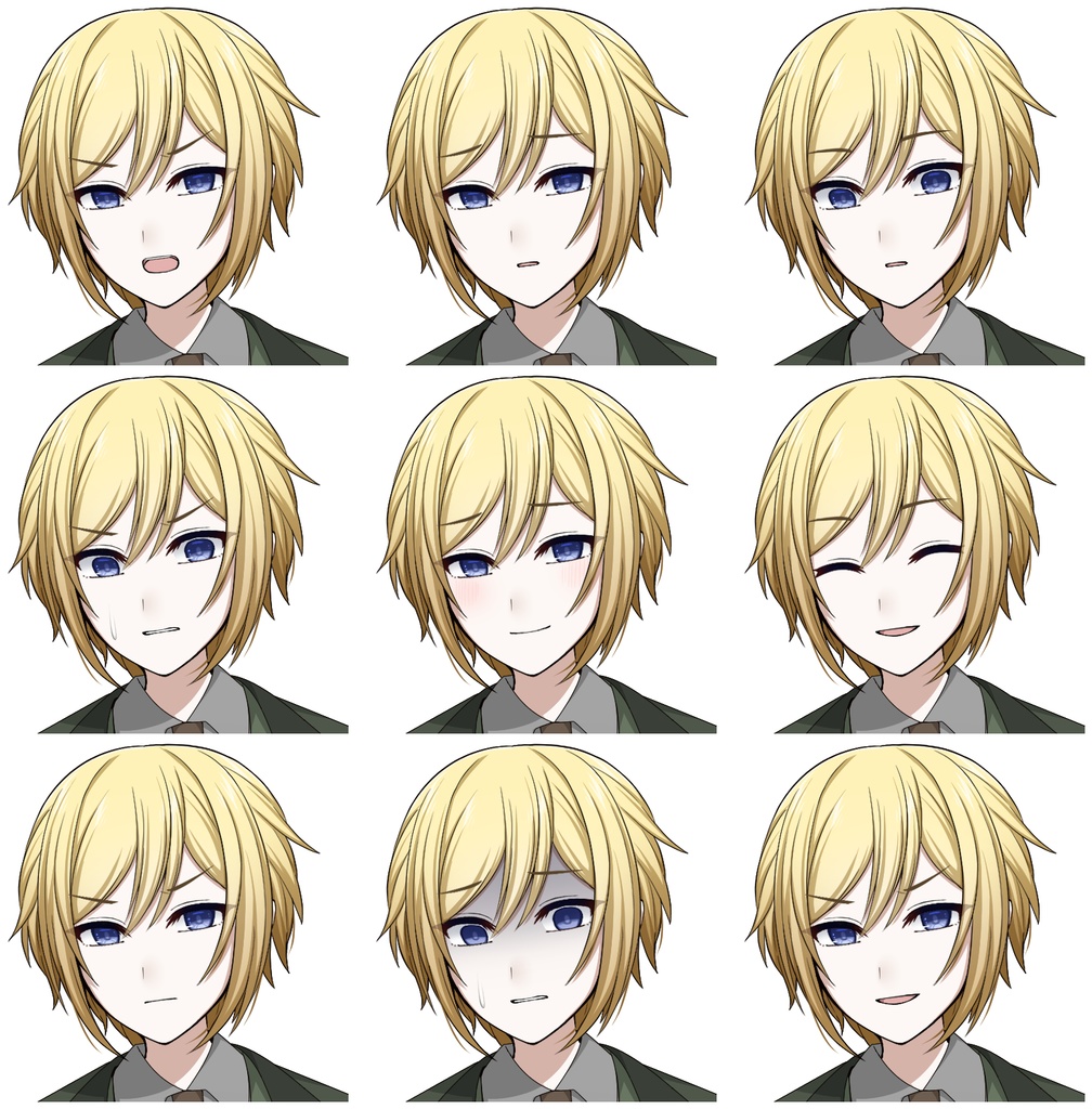 スーツを着た男性【表情差分10種+シルエット2種】