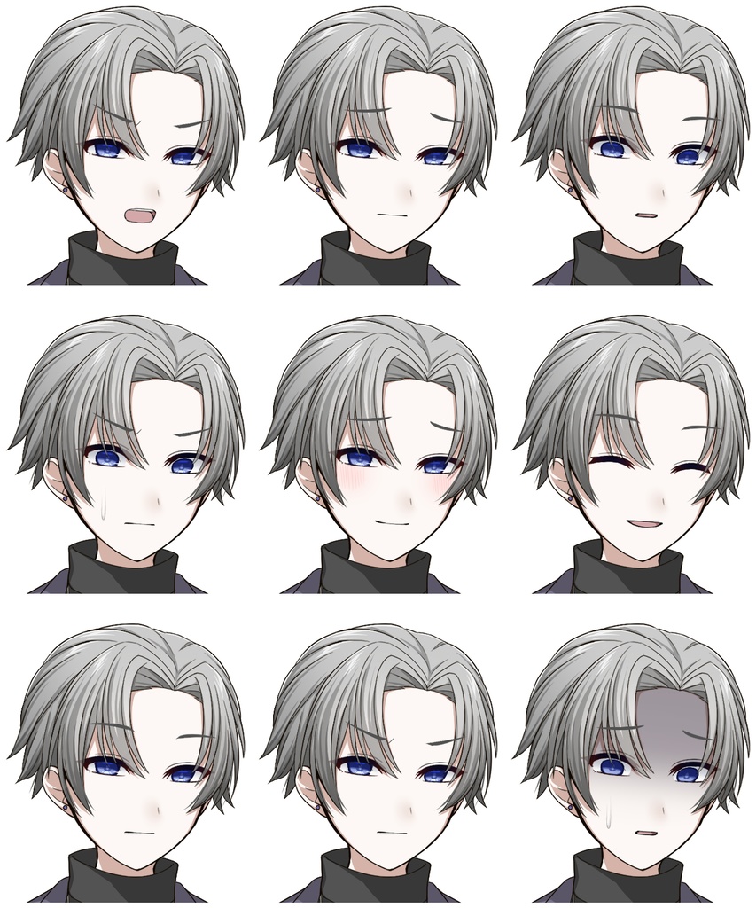 私服の青年【表情差分10種+シルエット2種】