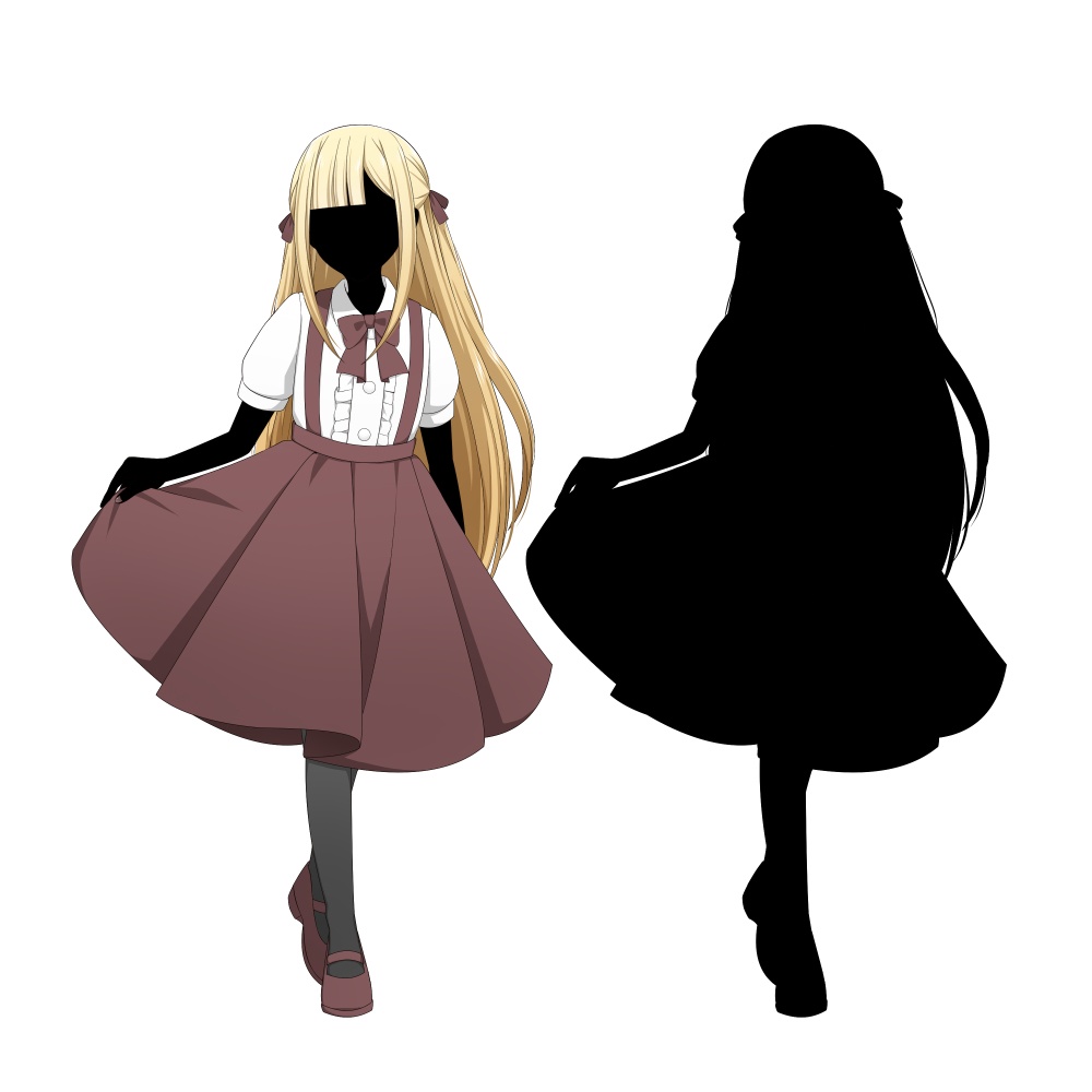 【色差分あり】貴族風の女の子【表情差分10種+シルエット2種】