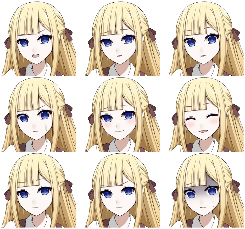 【色差分あり】貴族風の女の子【表情差分10種+シルエット2種】