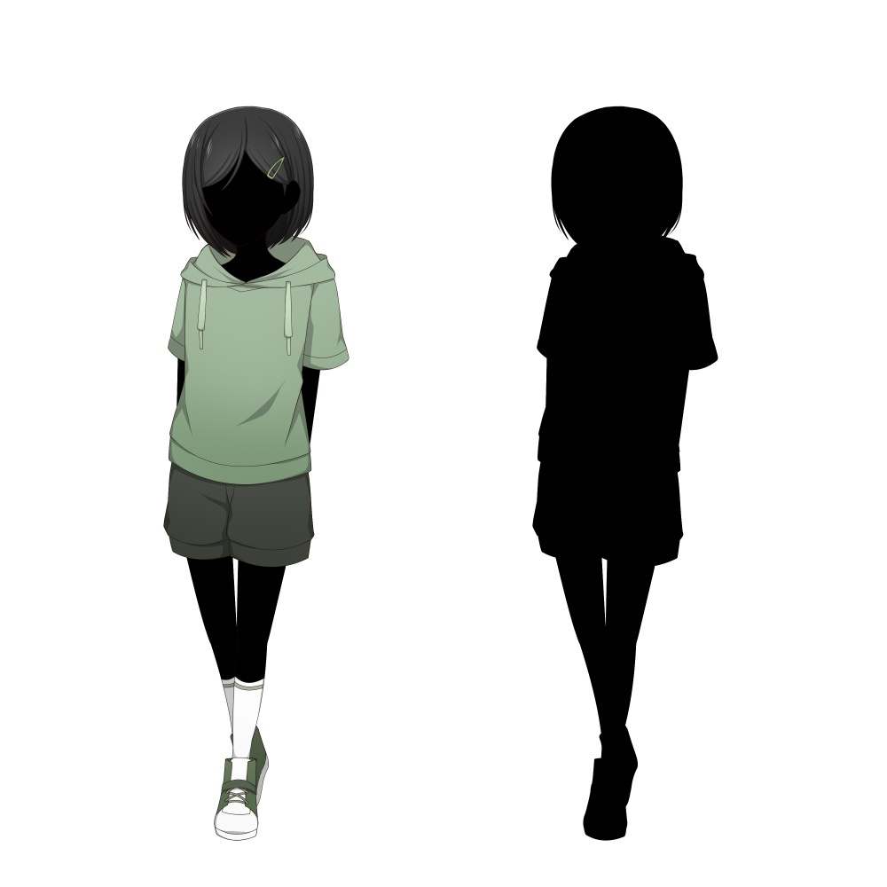 パーカーを着た少女【表情差分10種+シルエット2種】