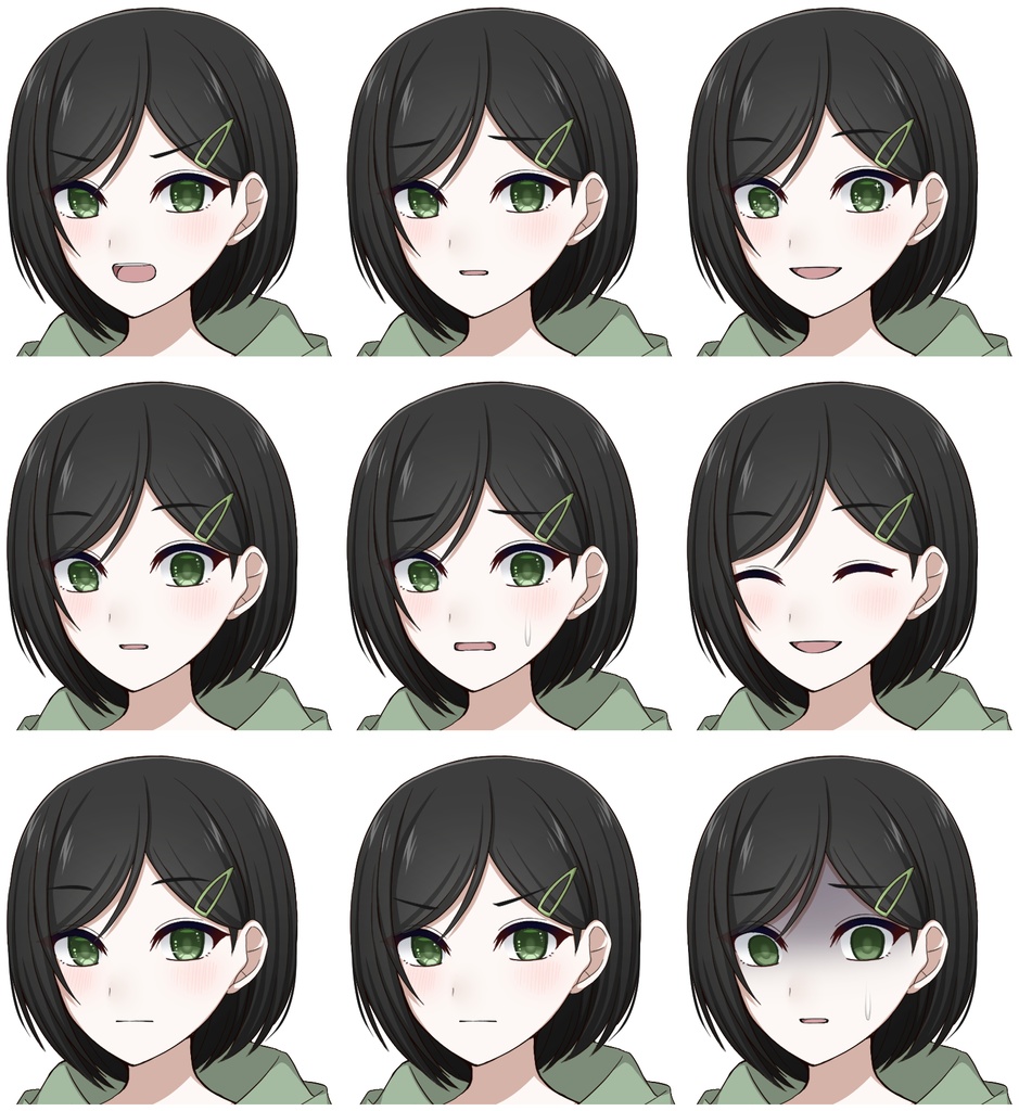 パーカーを着た少女【表情差分10種+シルエット2種】