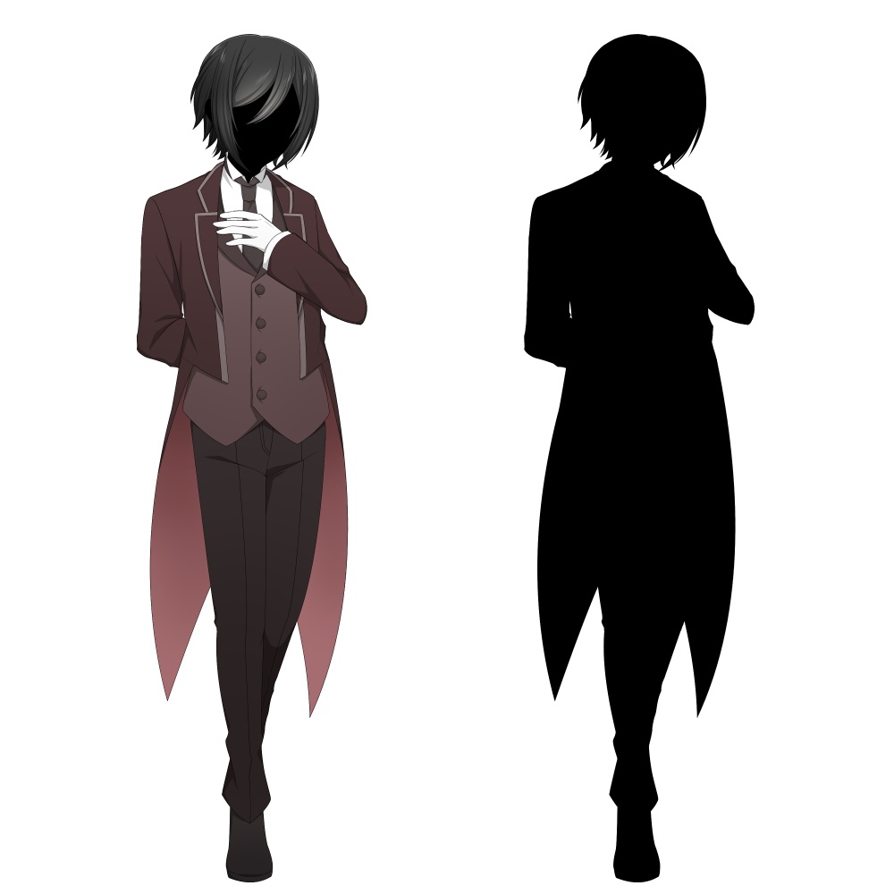 執事風の男性【表情差分10種+シルエット2種】