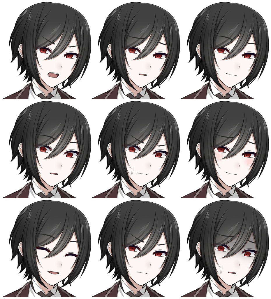 執事風の男性【表情差分10種+シルエット2種】